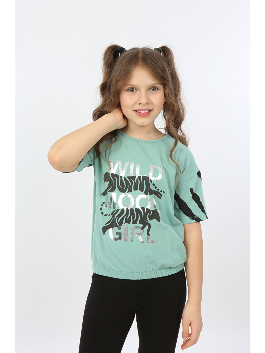 Gri Kız Çocuk Wild Wood Girl Baskılı Tişört-2