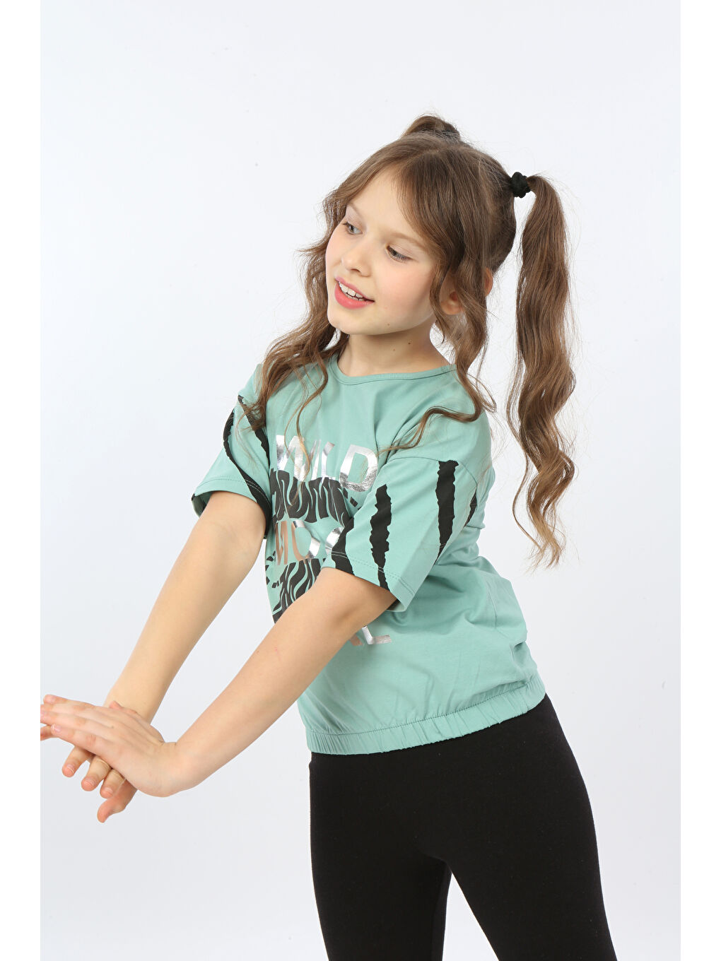 Gri Kız Çocuk Wild Wood Girl Baskılı Tişört-3