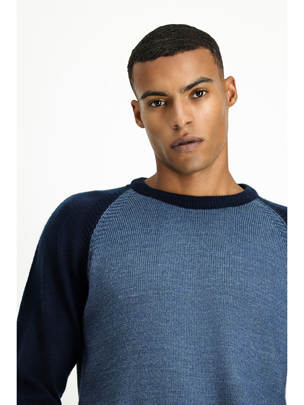 Mavi Bisiklet Yaka Regular Fit Dikişsiz Desenli Triko Kazak-2