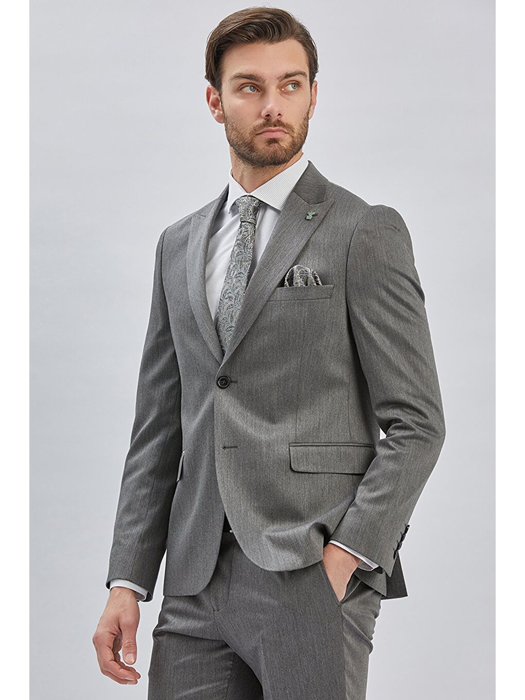 Antrasit Düz 6 Drop Slim Fit Classic Takım Elbise 1001240173-1