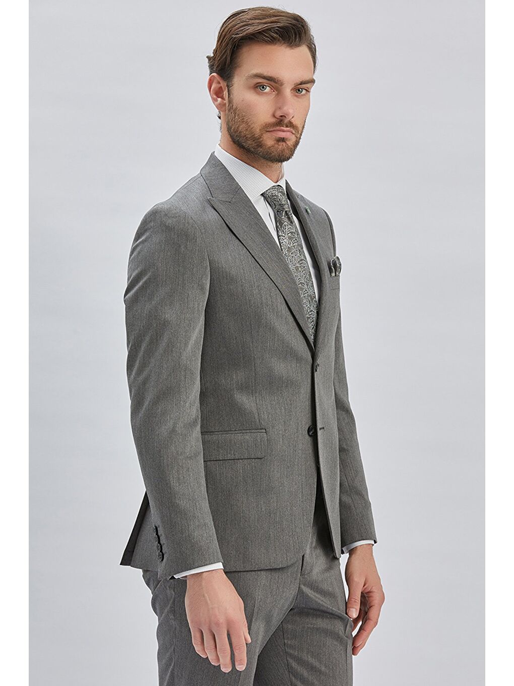 Antrasit Düz 6 Drop Slim Fit Classic Takım Elbise 1001240173-4