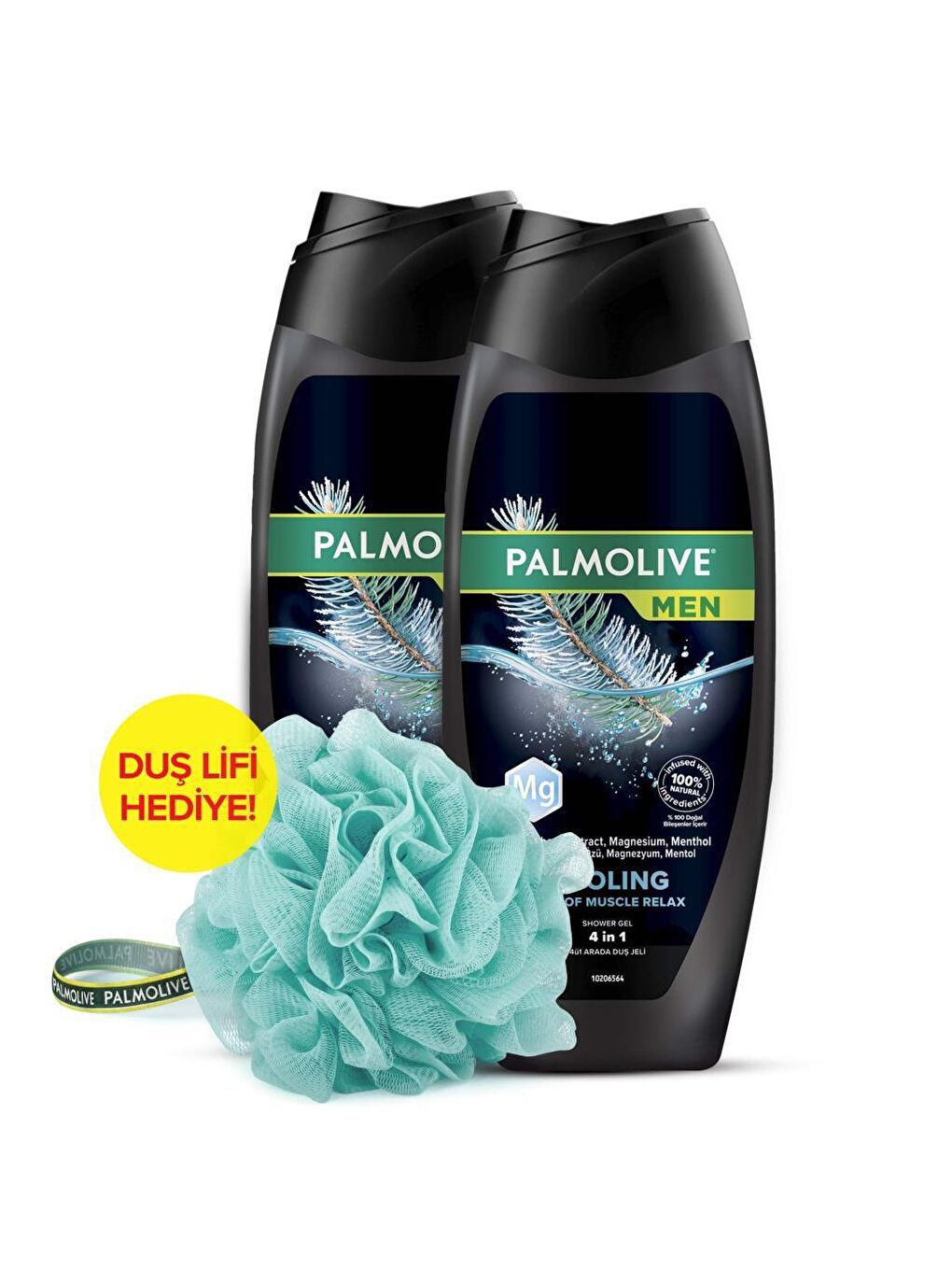 Palmolive Beyaz Men Cooling Feel of Muscle Relax 500 ml Duş Jeli x2 Adet + Duş Lifi hediye - 1