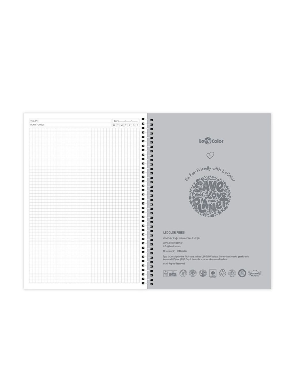 Fines Ofis Defter A4 Spiralli Kareli Turuncu-3
