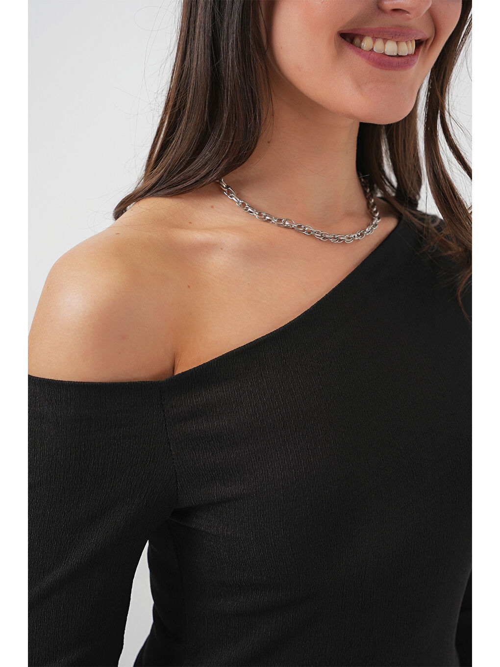 6708 Düşük Omuz Alt Üst Takım - Siyah-5