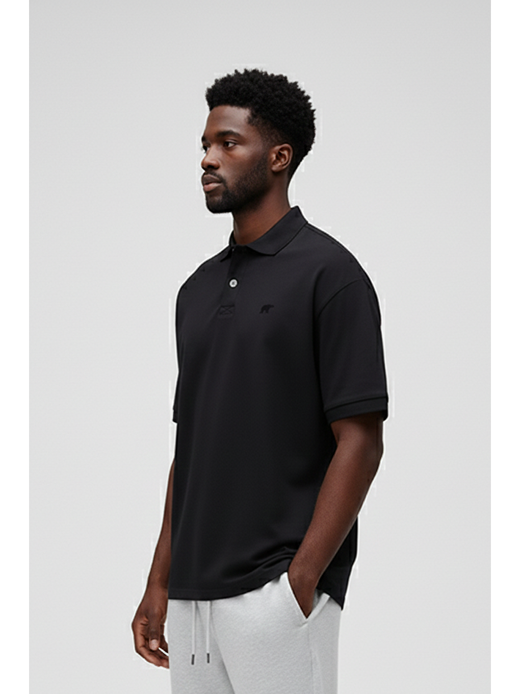 City Walker Siyah Polo Yaka Erkek Tişört-1