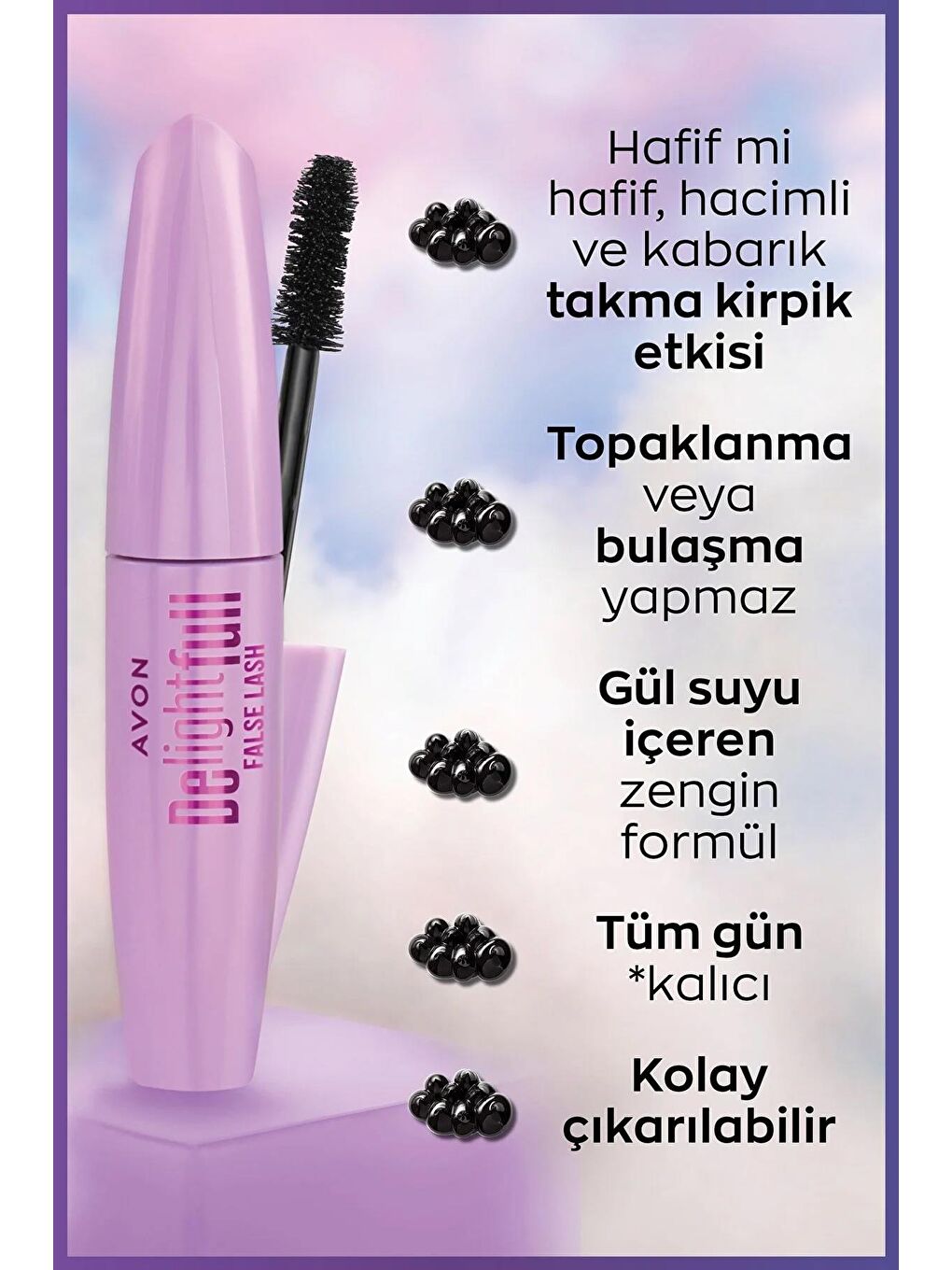 AVON Delightfull False Lash Maskara 10 Ml. Blackest Black - 4