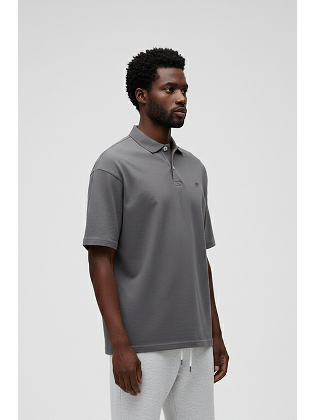 Antrasit City Walker Asfalt Polo Yaka Erkek Tişört-1