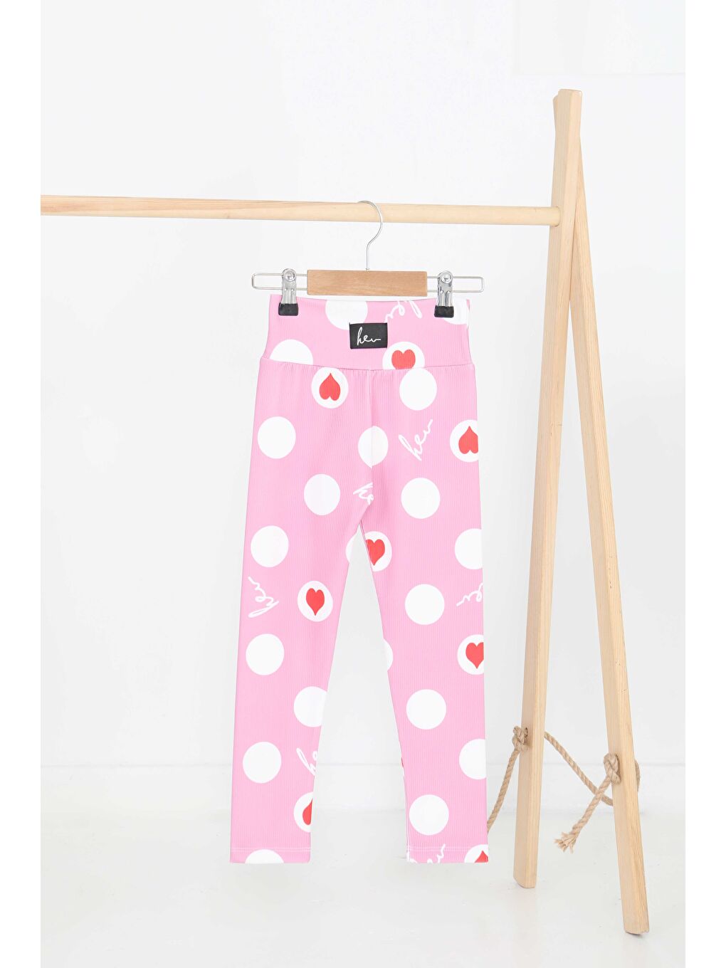 Kız Çocuk Pembe Baskılı Armalı Tayt - 27201