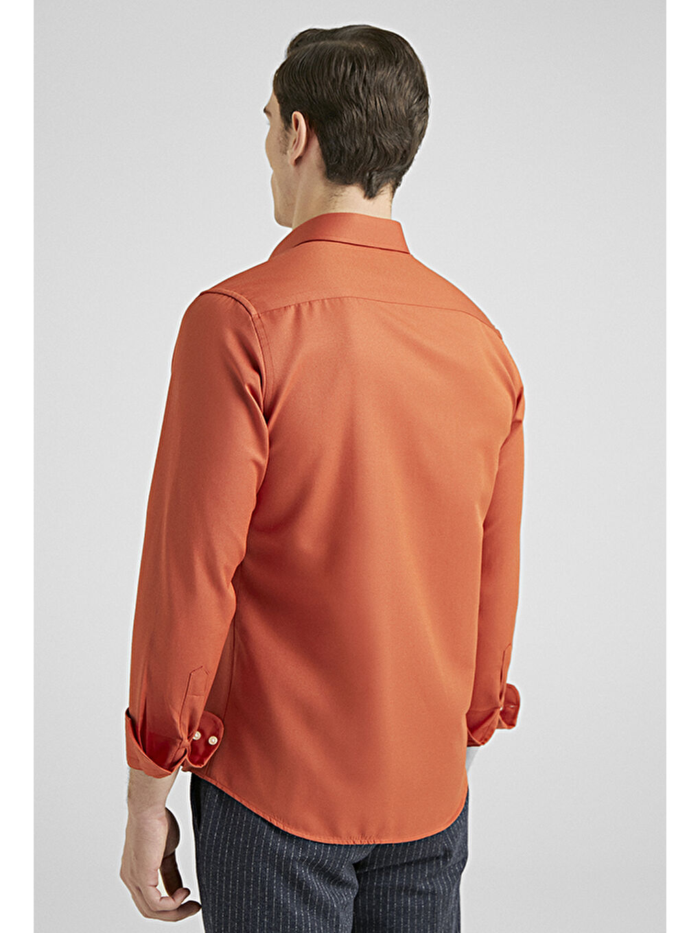 Slim Fit Turuncu Oxford Gömlek-1