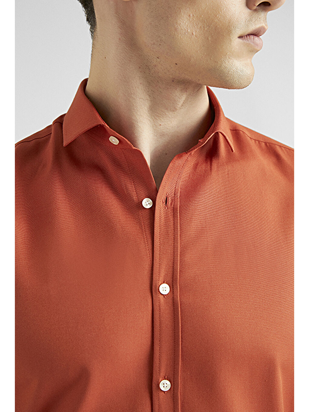 Slim Fit Turuncu Oxford Gömlek-2