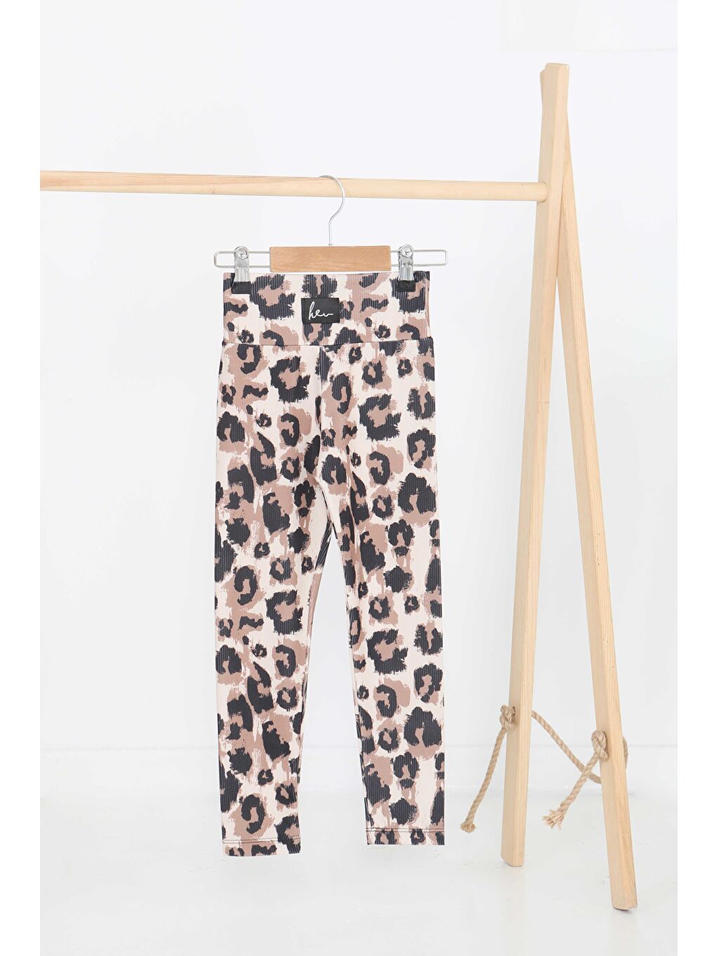 Bej Kız Çocuk Vizon Baskılı Armalı Tayt - 27203