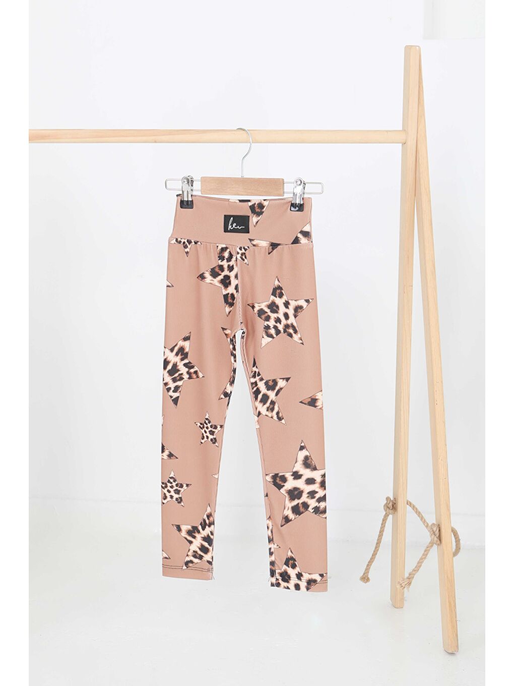 Kahverengi Kız Çocuk Taba Baskılı Armalı Tayt - 27206