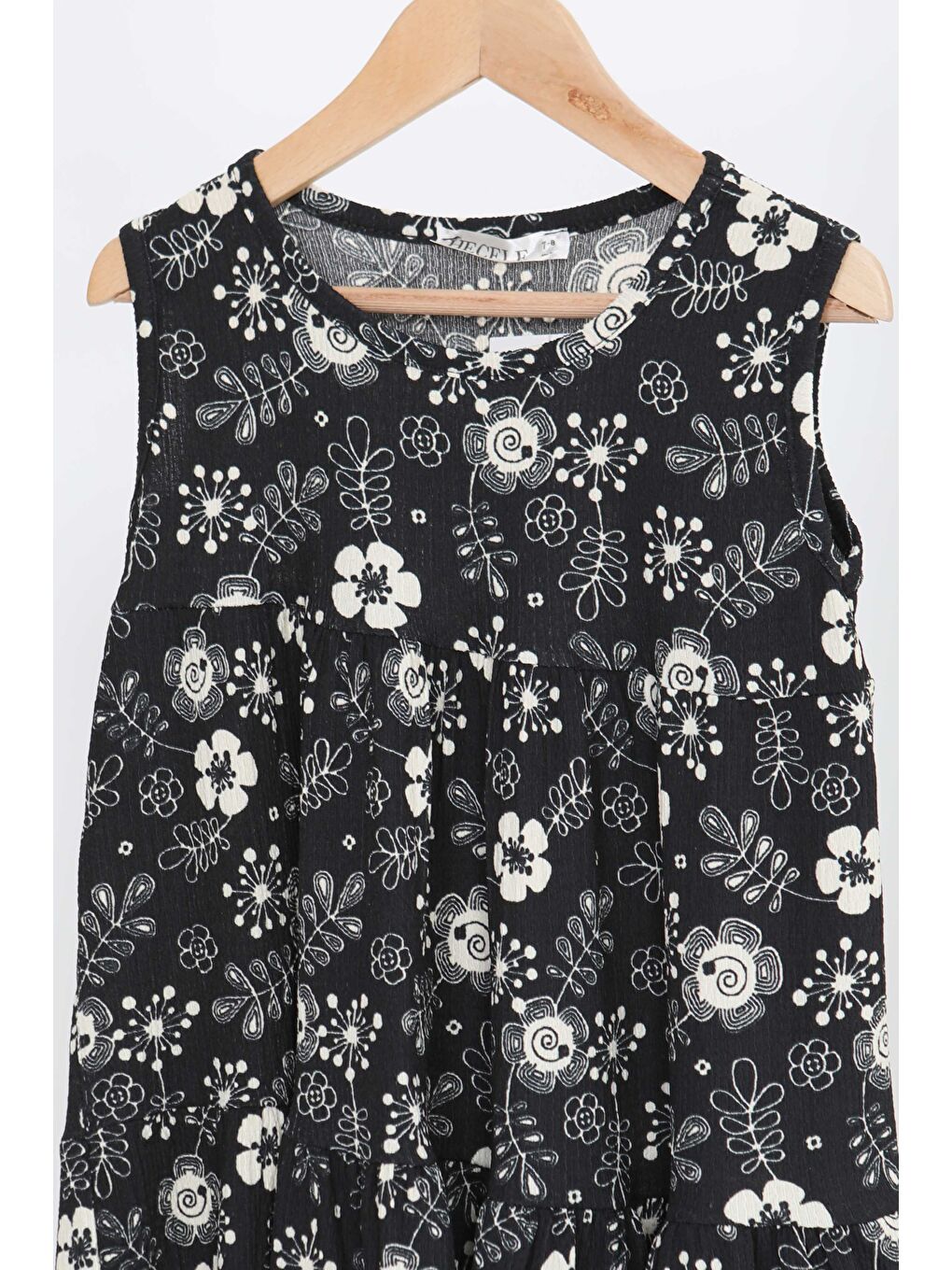 Kız Çocuk Siyah Çiçek Desenli Elbise - 27216-1