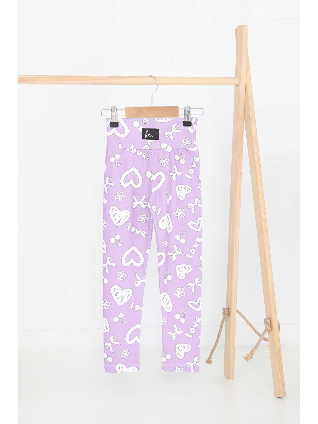 Kız Çocuk Lila Baskılı Armalı Tayt - 27202
