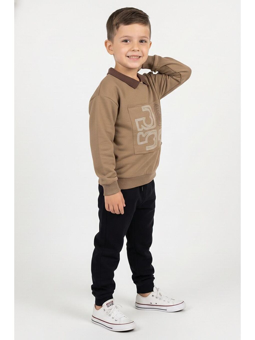 Kahverengi Erkek Çocuk Baskılı Sweatshirt-3