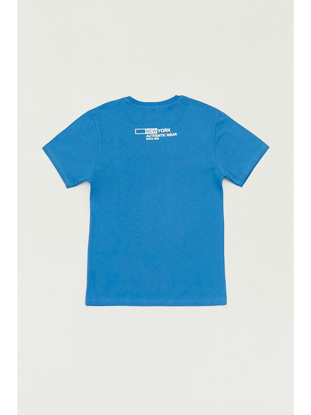 İndigo Baskılı Bisiklet Yaka Erkek Çocuk Tişört-1