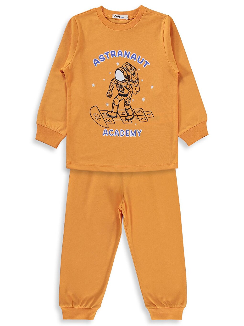 Boys Astronot Baskılı 2-5 Yaş Pijama Takımı - Turuncu