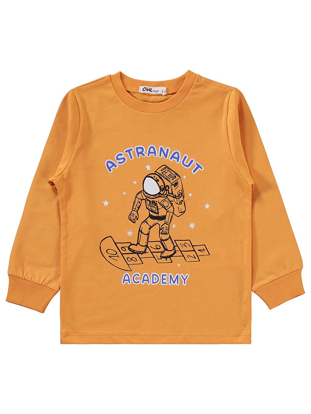 Boys Astronot Baskılı 2-5 Yaş Pijama Takımı - Turuncu-1