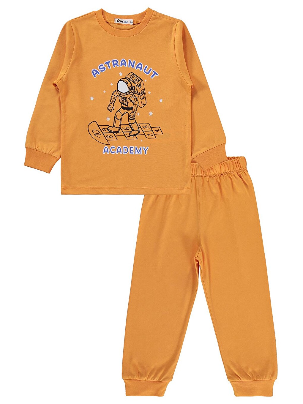 Boys Astronot Baskılı 2-5 Yaş Pijama Takımı - Turuncu-2