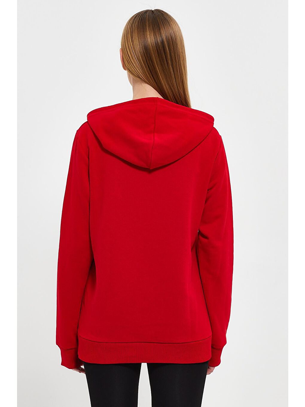 Kırmızı Kadın Dont Quit Baskılı 3 İplik Kapüşonlu Hoodie Sweatshirt-7