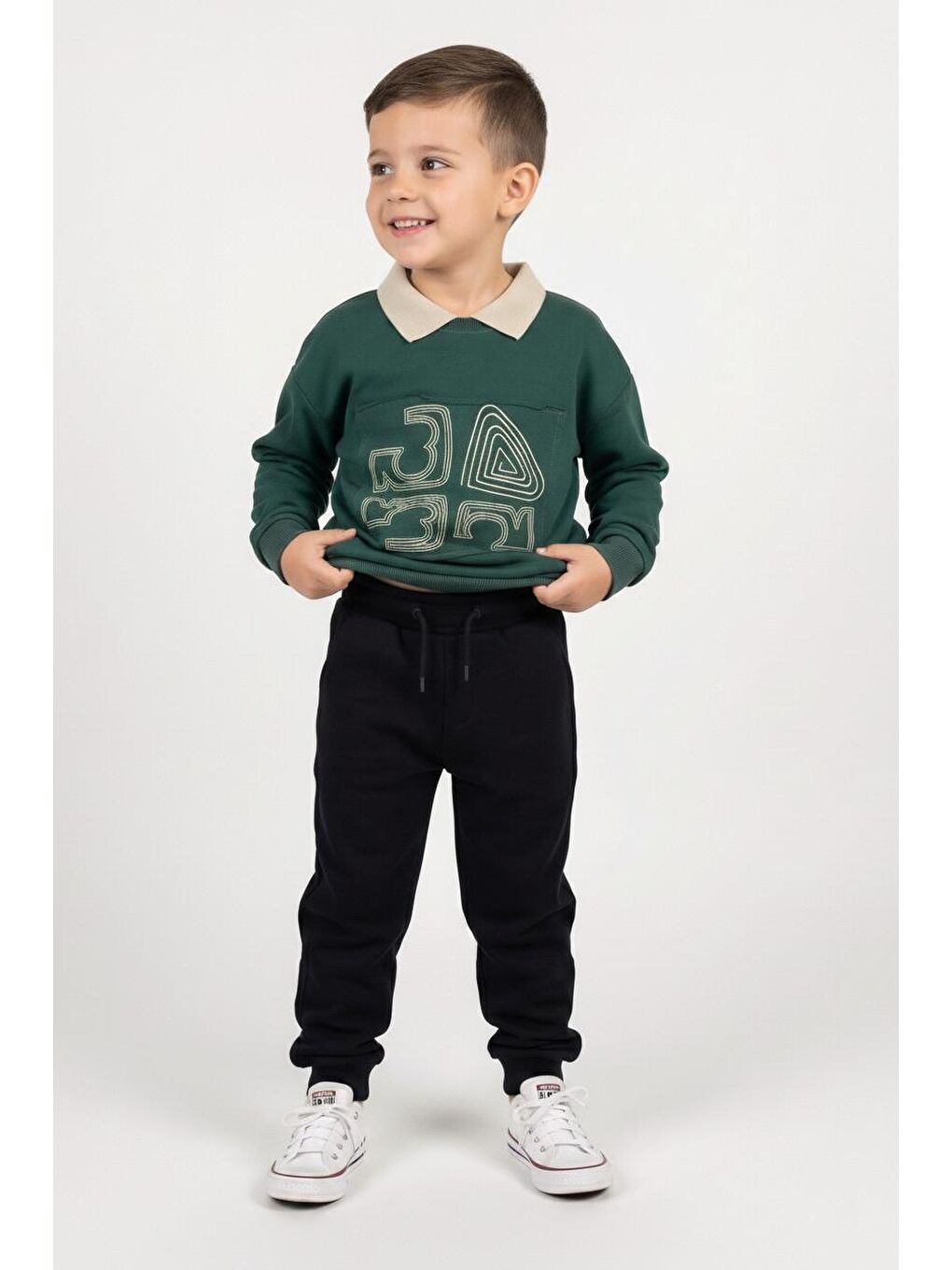 Yeşil Erkek Çocuk Baskılı Sweatshirt