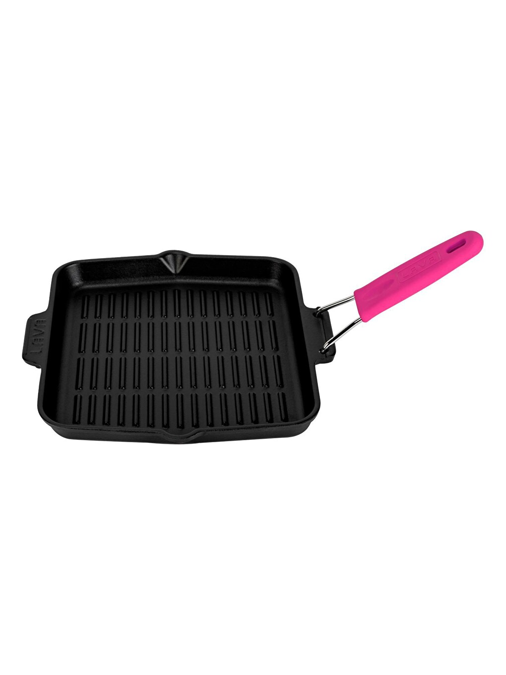 Pembe Kare Sığ Izgara Tavası Silikon Tel Saplı Ölçü 24x24cm.