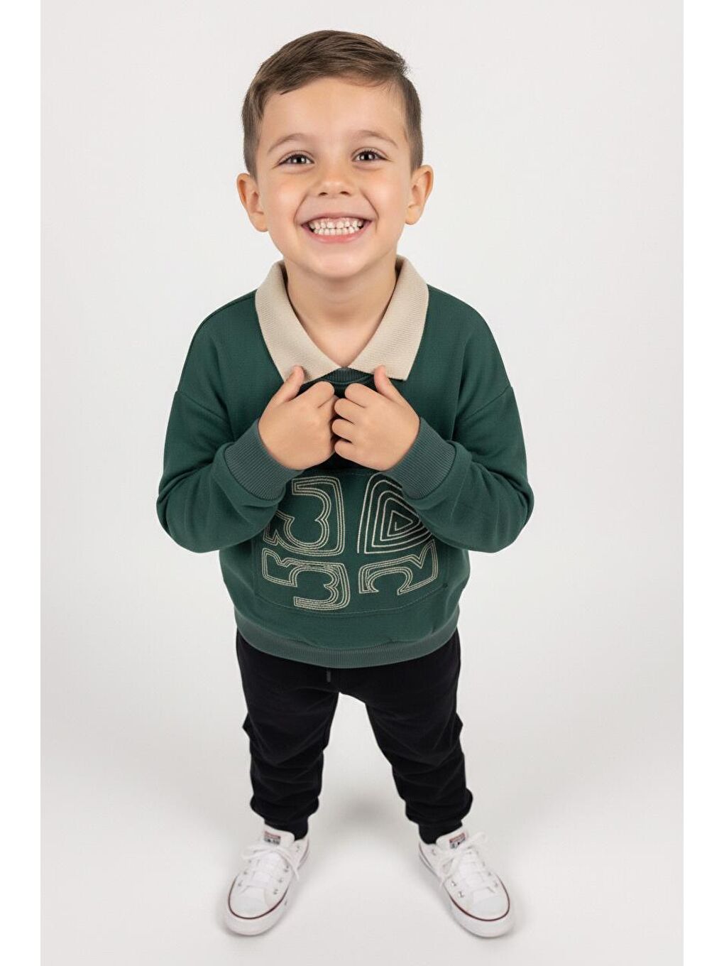 Yeşil Erkek Çocuk Baskılı Sweatshirt-4