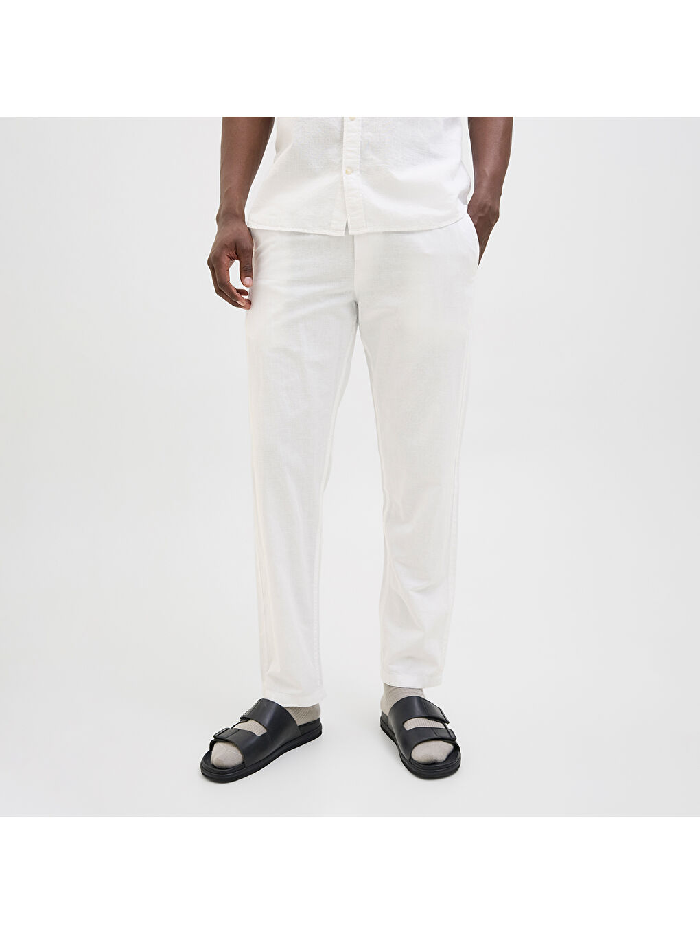 Kane Summer Linen Blend Jogger Erkek Beyaz Pantolon