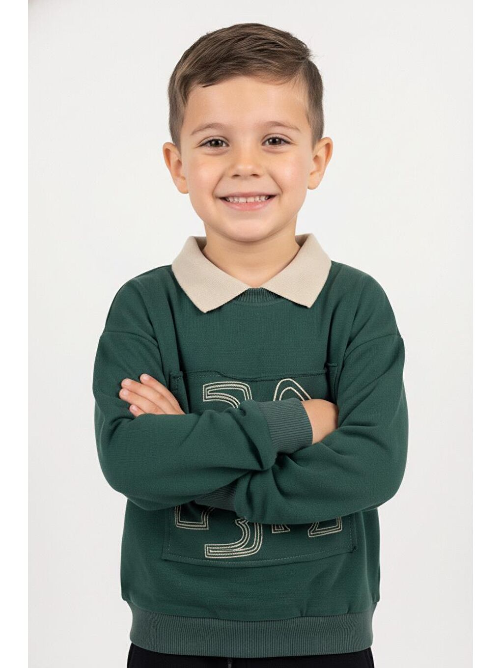 Yeşil Erkek Çocuk Baskılı Sweatshirt-5