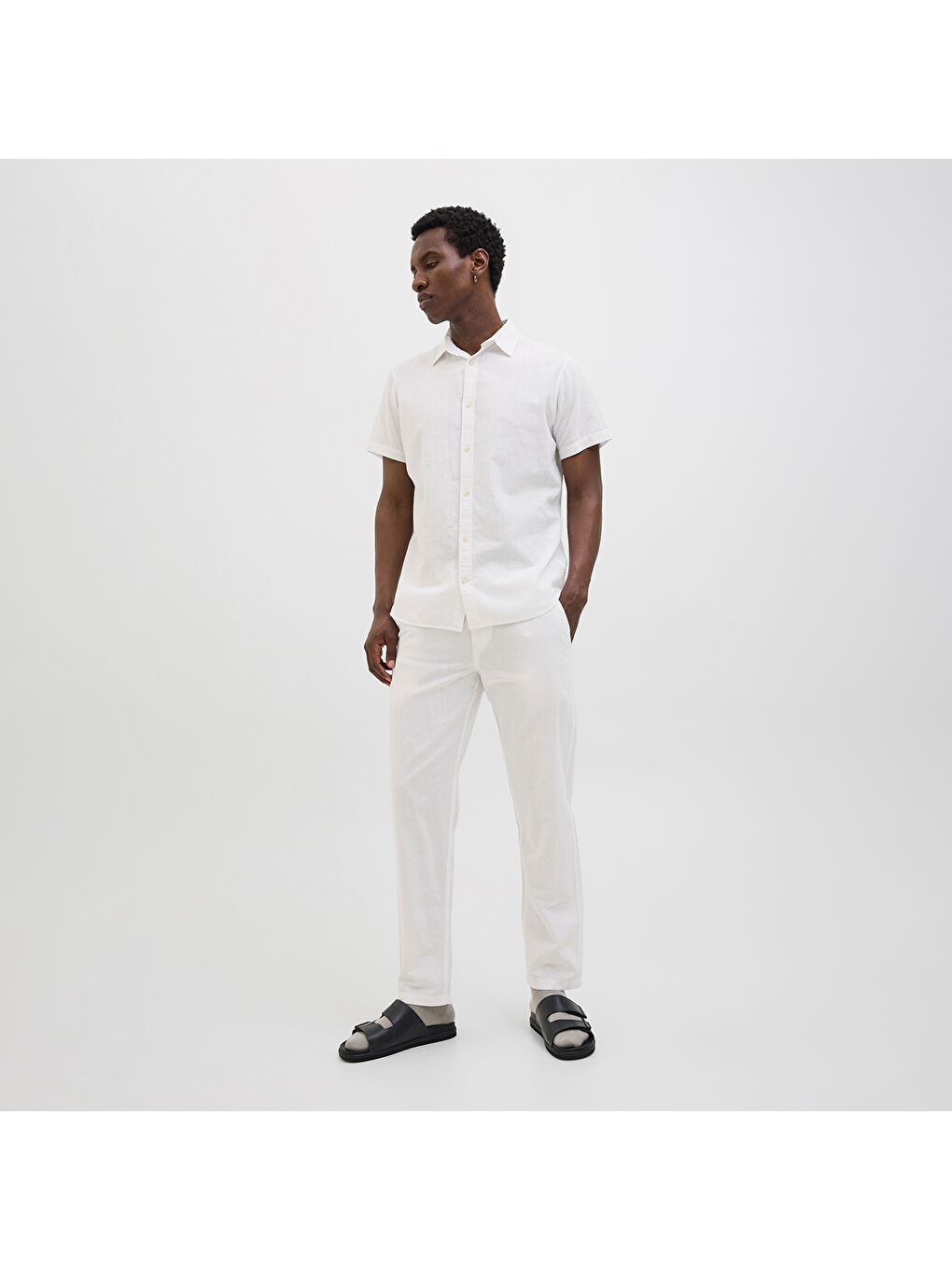 Kane Summer Linen Blend Jogger Erkek Beyaz Pantolon-1