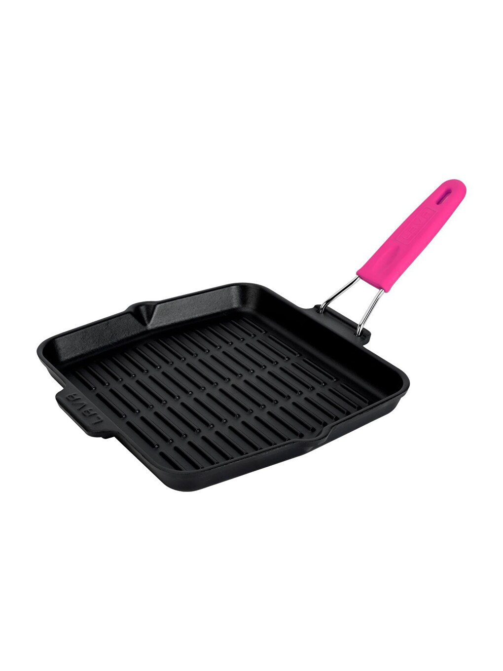 Pembe Kare Sığ Izgara Tavası Silikon Tel Saplı Ölçü 24x24cm.-1