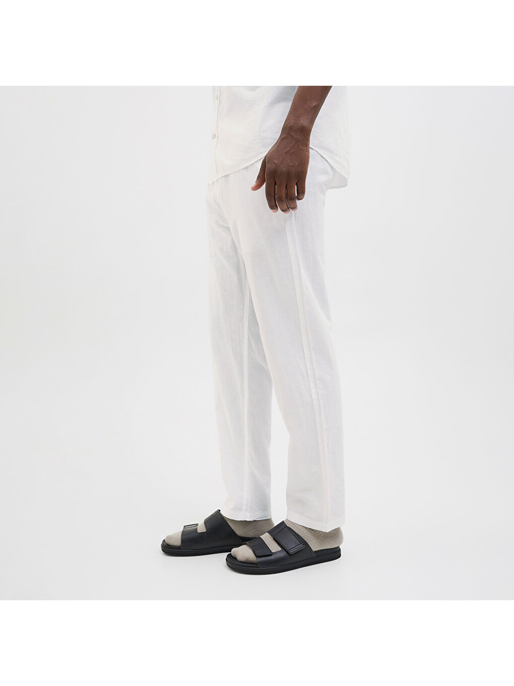 Kane Summer Linen Blend Jogger Erkek Beyaz Pantolon-3