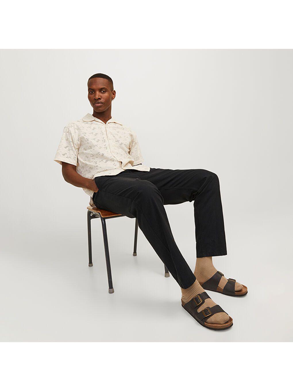 Kane Summer Linen Blend Jogger Erkek Siyah Pantolon-4