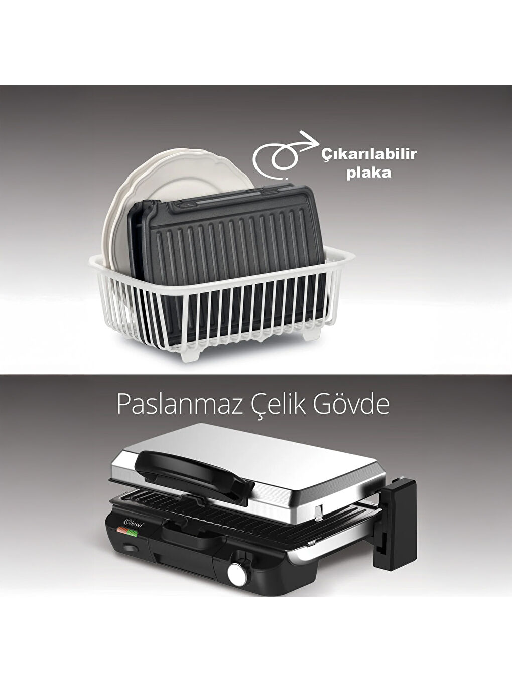 KSM-2453 Izgara ve Tost Makinesi - Siyah - 2000 Watt-2