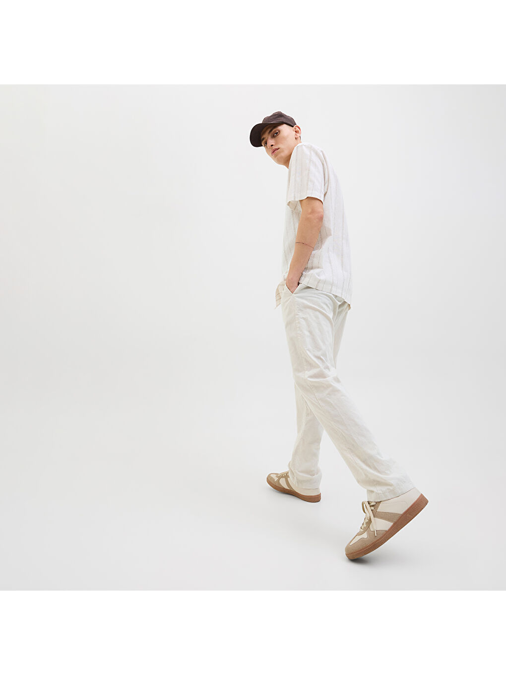 Kane Summer Linen Blend Jogger Erkek Bej Pantolon-4