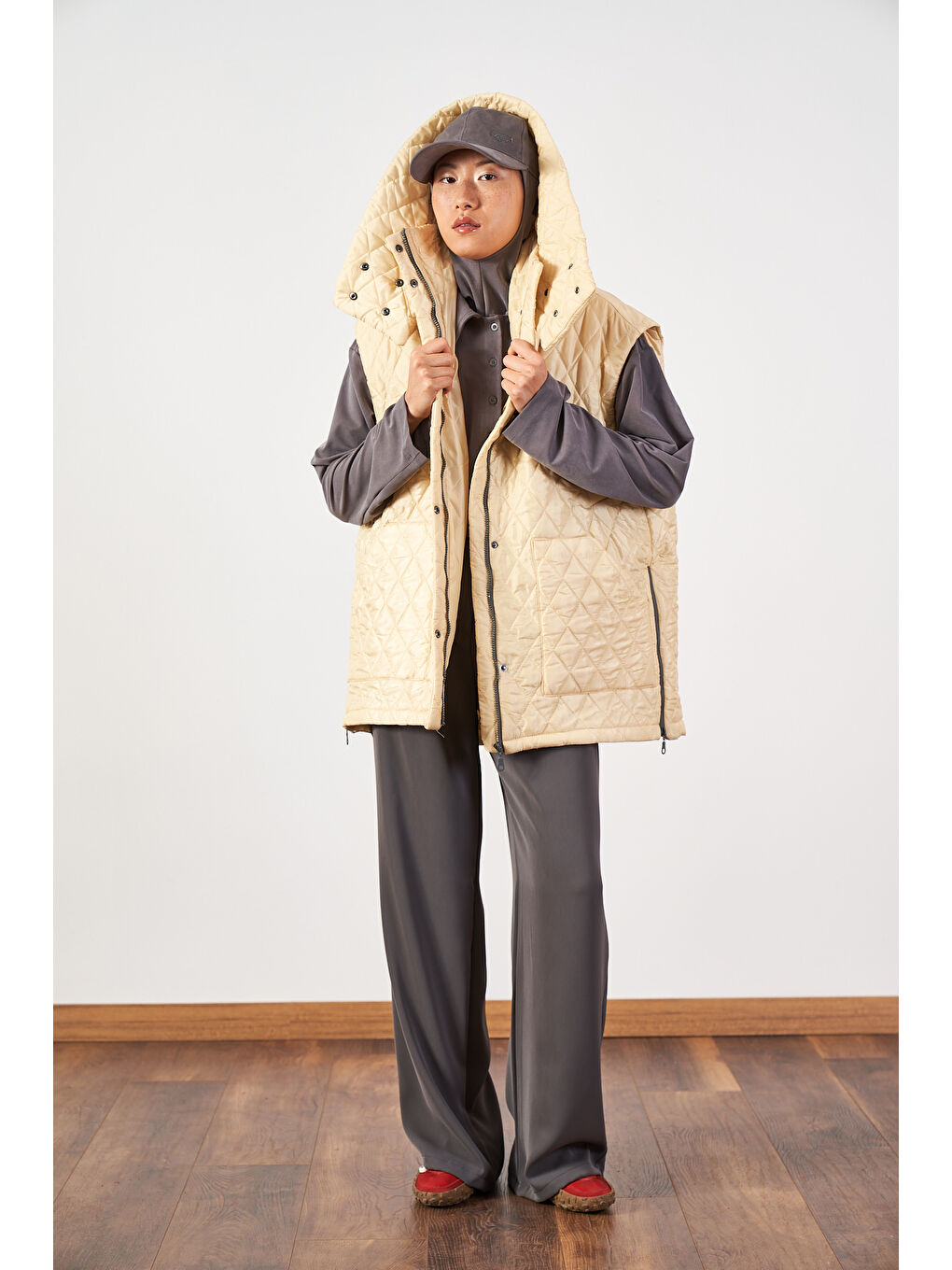 Sarı Geniş Kalıp Kapitone Şişme Kadın Yelek Butter Yellow