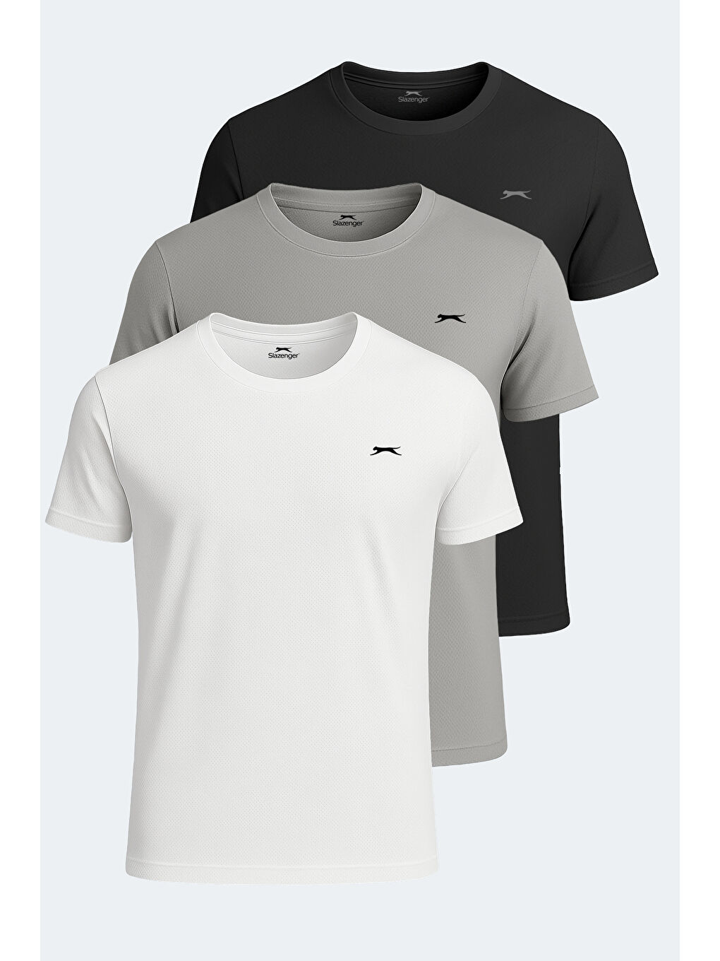 Karışık OSWIN 3 lü Set Erkek Tişört Beyaz - Gri - Siyah