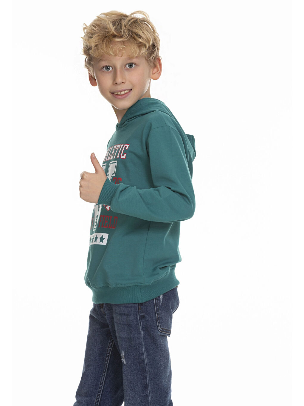 Yeşil Victory Baskılı Erkek Çocuk Hoodie 54459-2