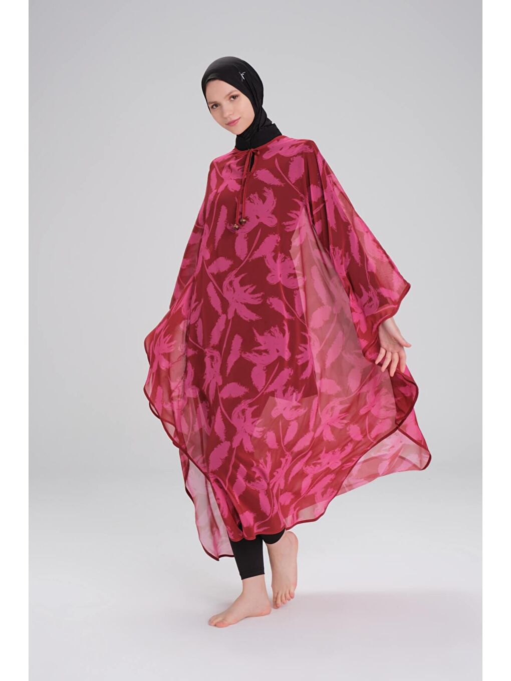 Desenli Bordo Uzun Pareo 4092-1