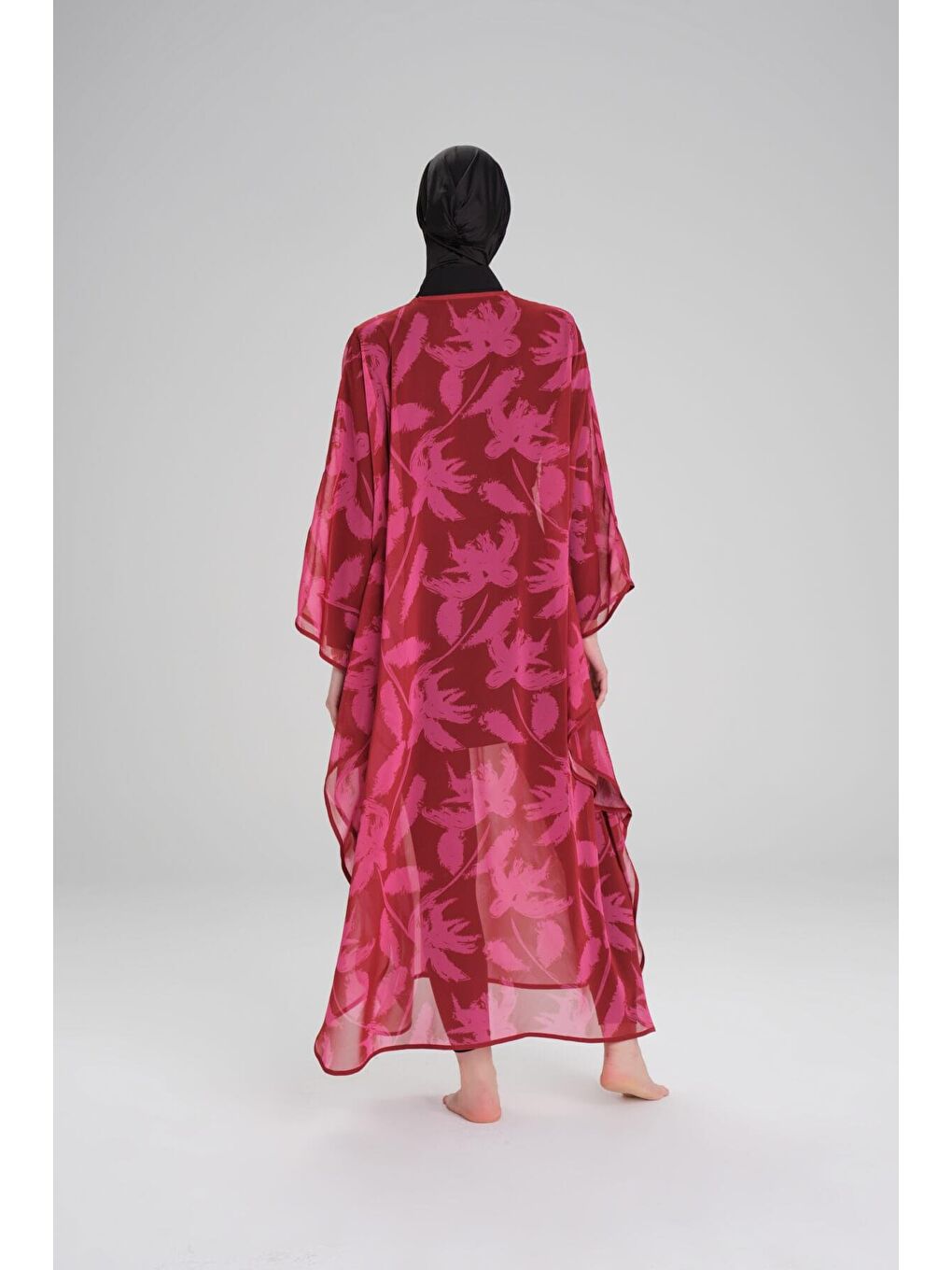 Desenli Bordo Uzun Pareo 4092-4