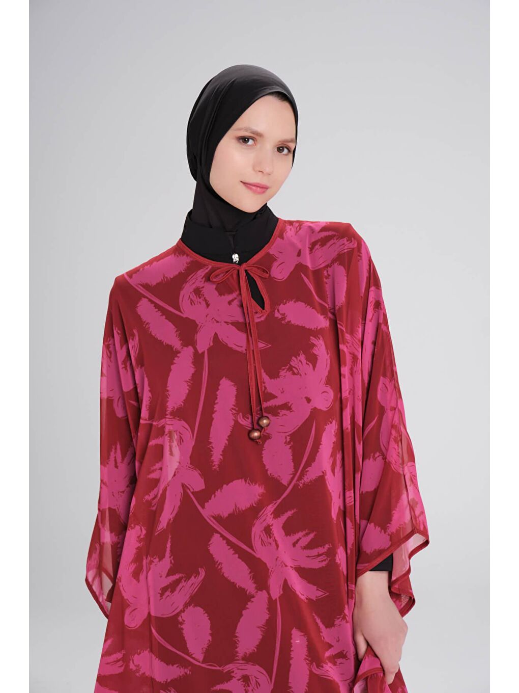 Desenli Bordo Uzun Pareo 4092-5