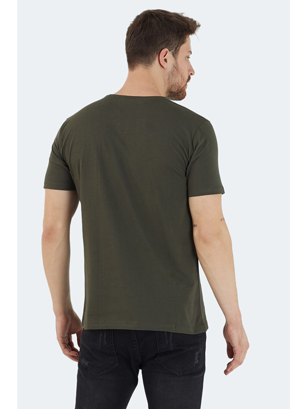 Karışık SANDER KTN 3 lü Set Erkek Beyaz - Lacivert - Haki %100 Pamuk Tişört-5