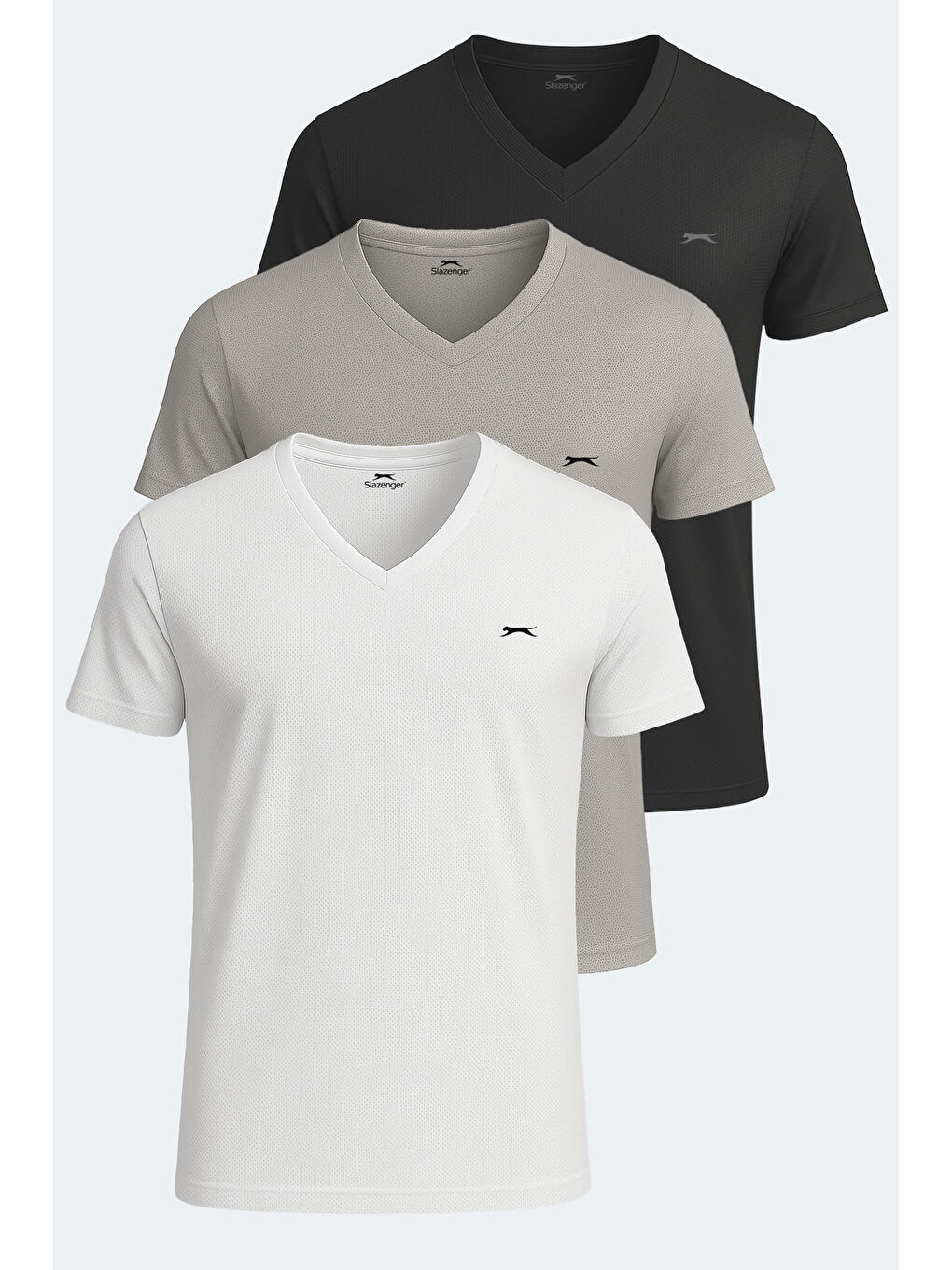 KATRINA 3 lü Set Erkek Tişört Beyaz - Siyah - Gri