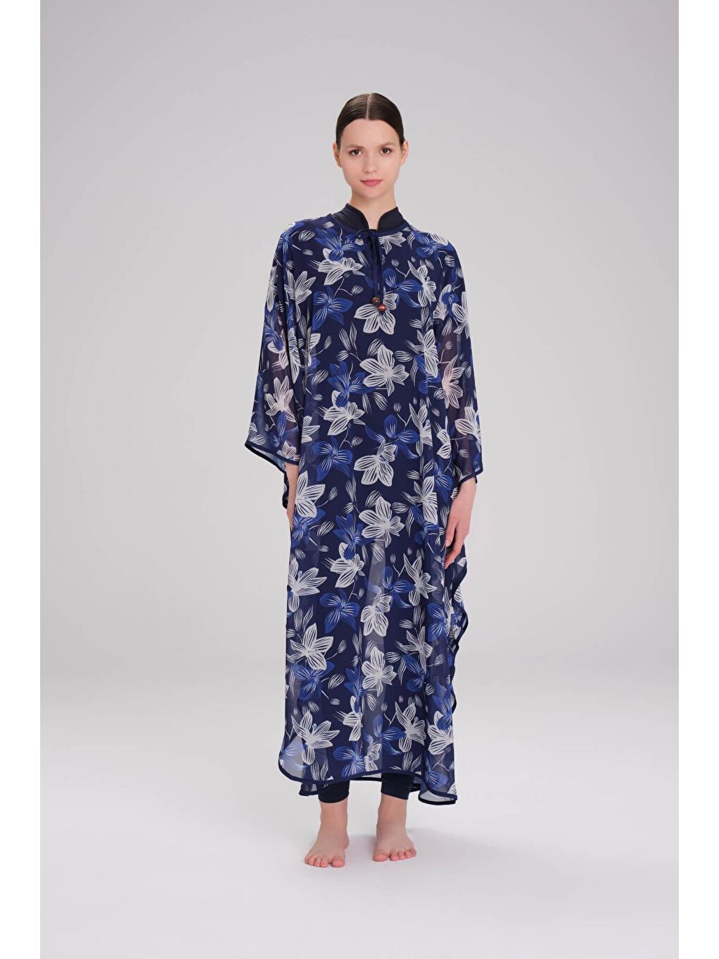 Desenli Mavi Uzun Pareo 4089-4