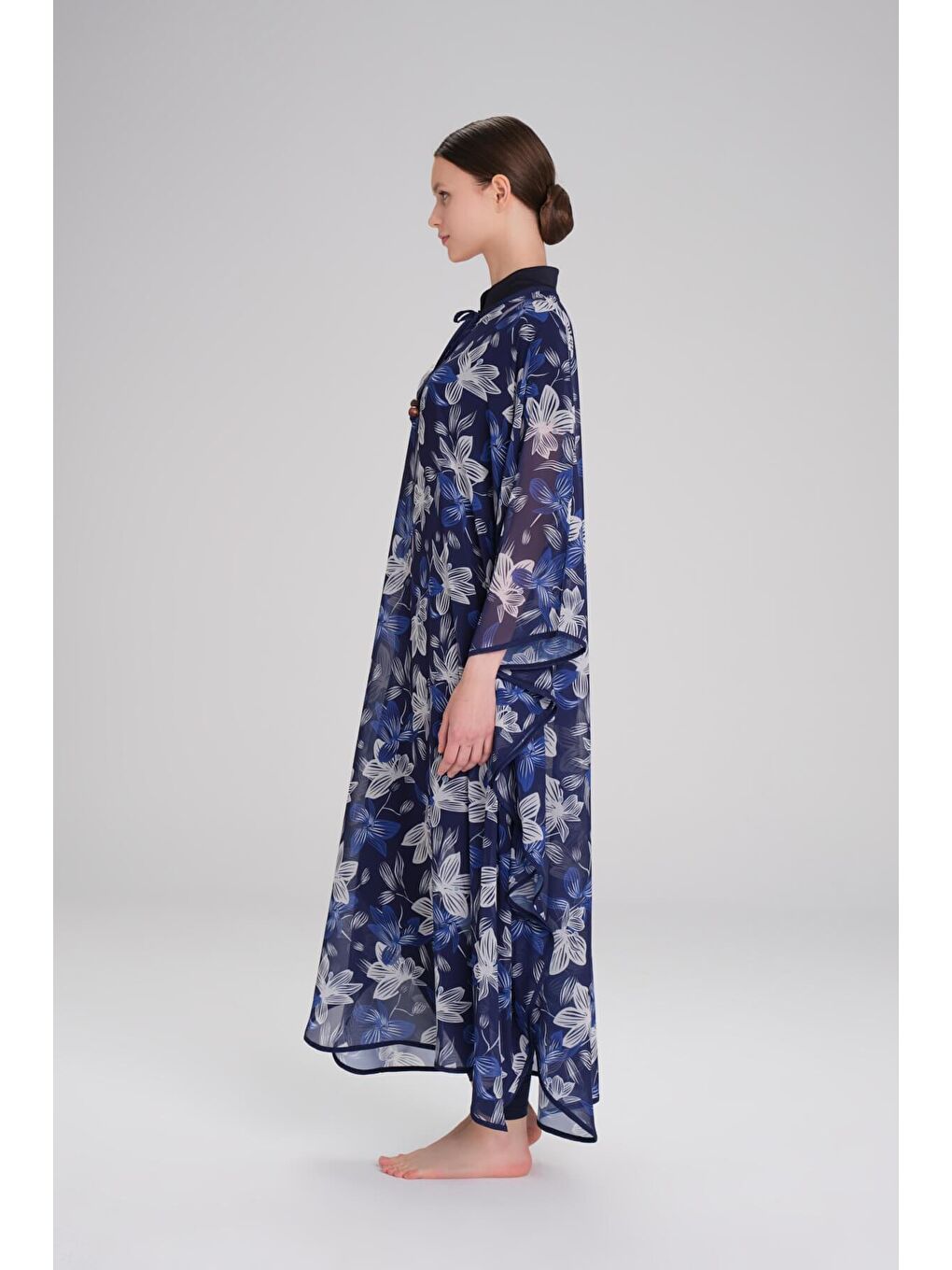 Desenli Mavi Uzun Pareo 4089-5