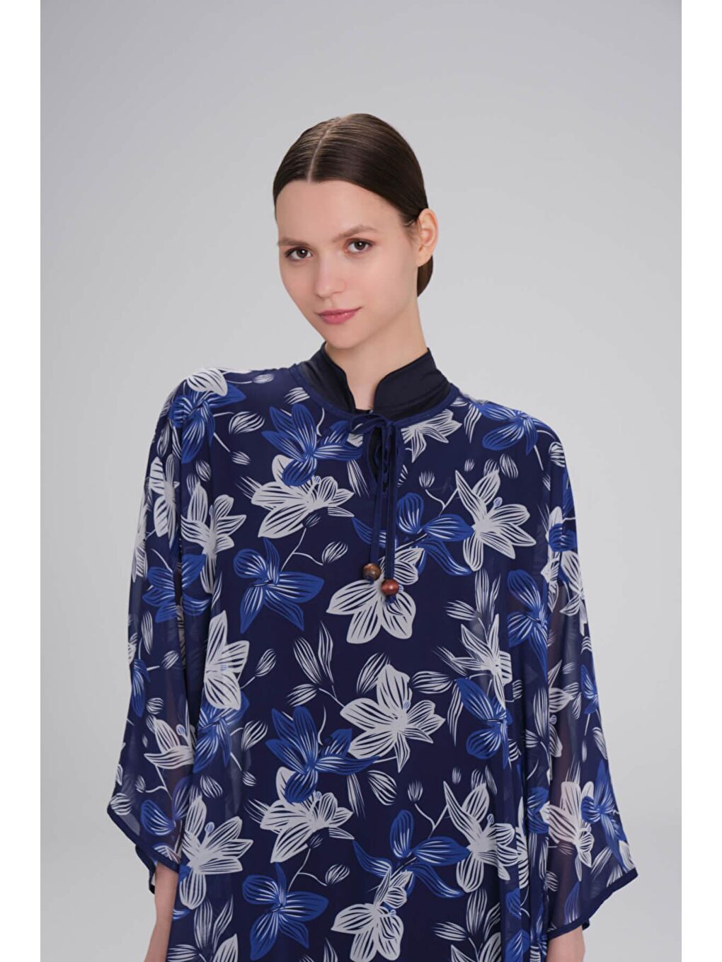 Desenli Mavi Uzun Pareo 4089-6