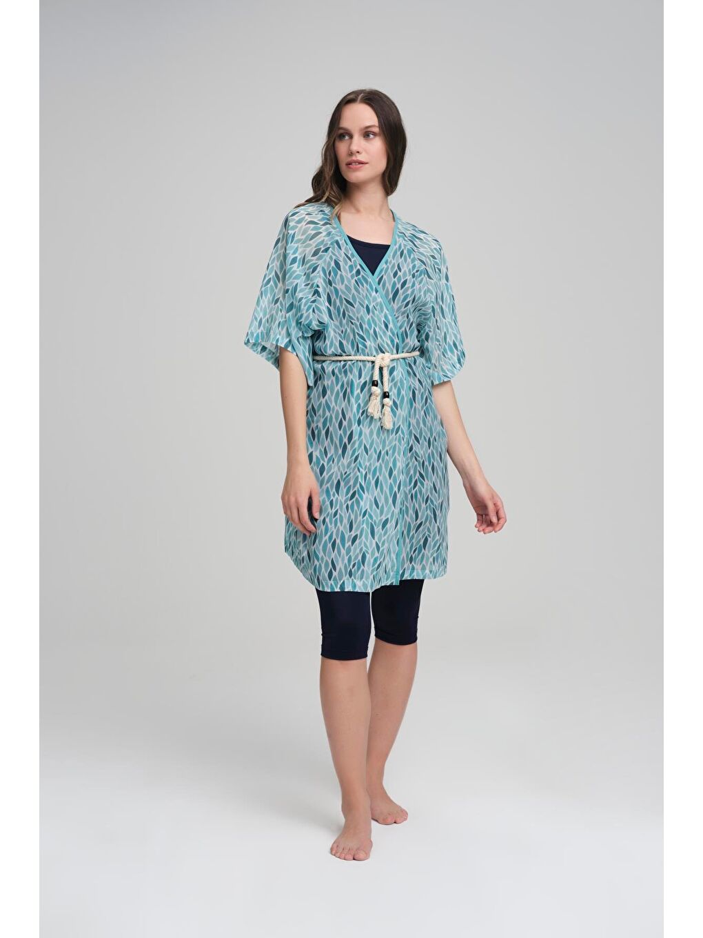 Bağlama Detaylı Yeşil Kısa Pareo 4019-1