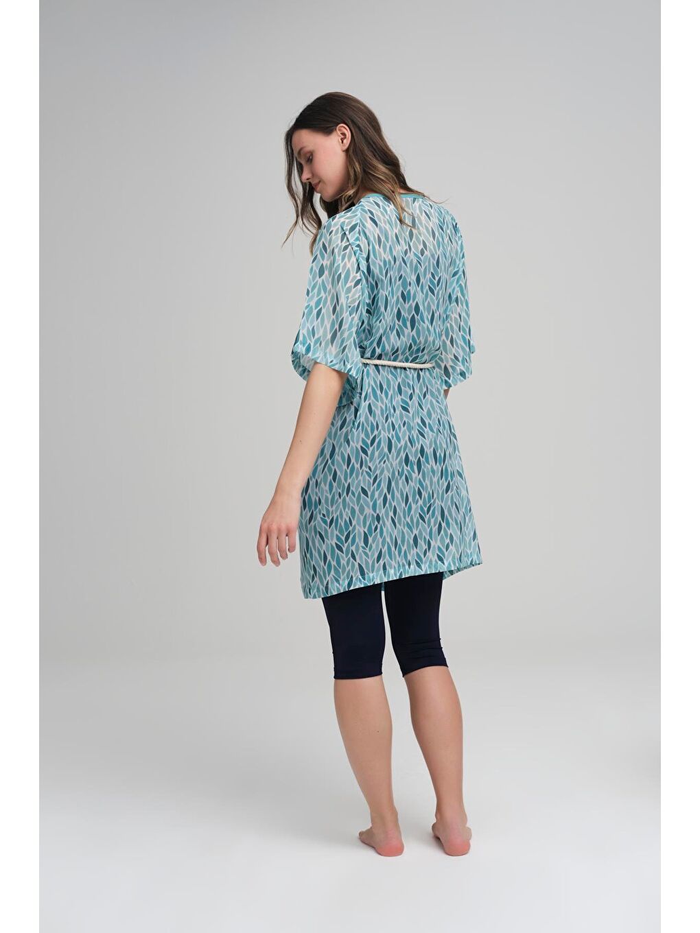 Bağlama Detaylı Yeşil Kısa Pareo 4019-2