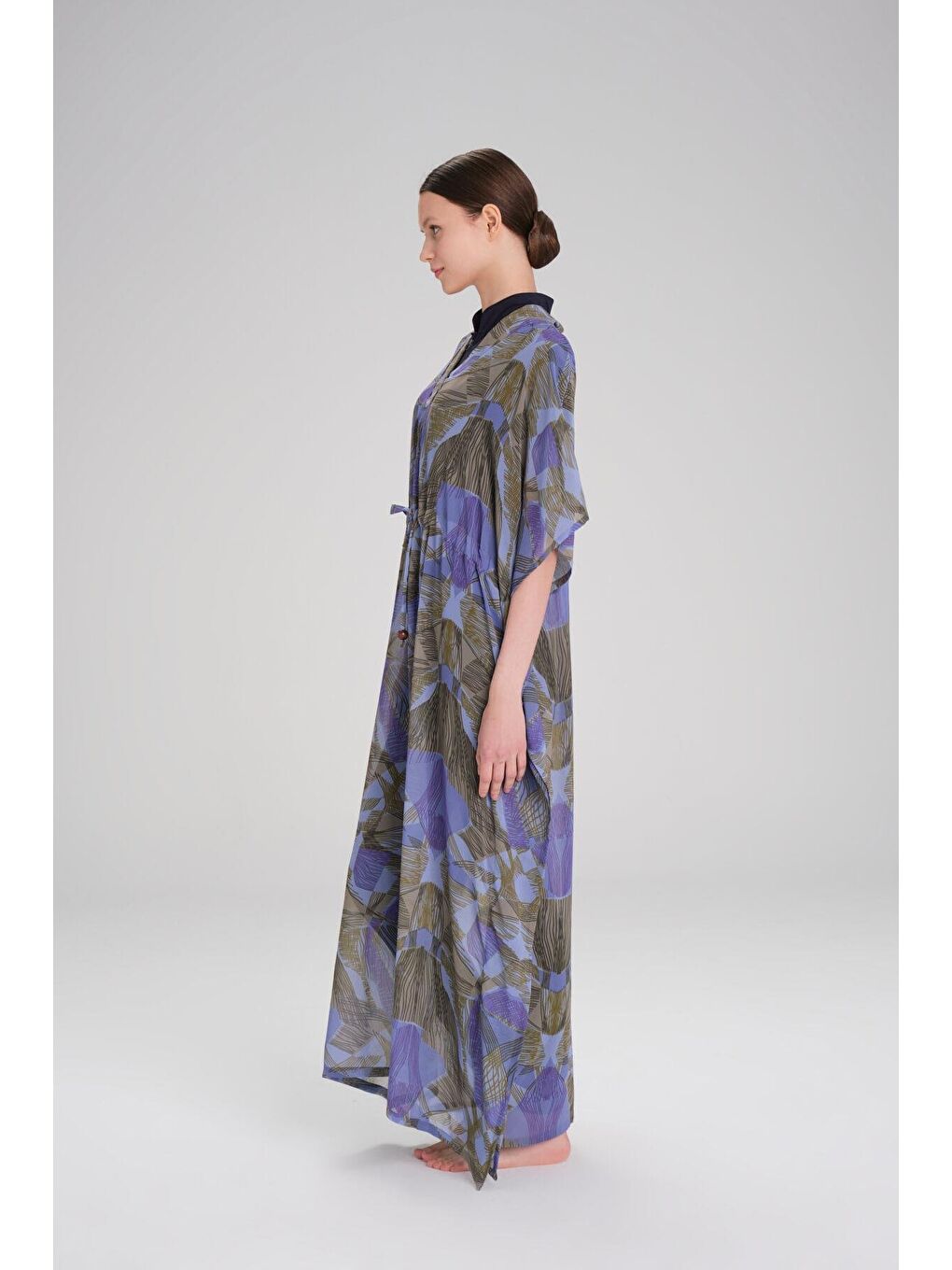 Desenli Lila Uzun Pareo 4094-3