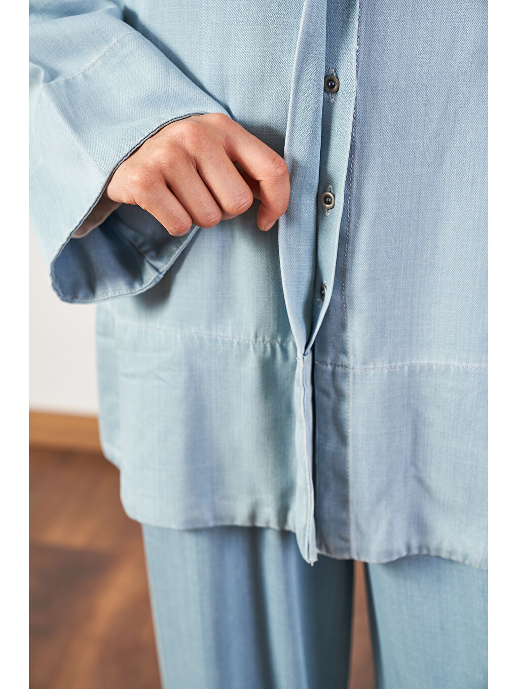 Açık Mavi Denim Tunik Pantolon Tesettür İkili Takım-2